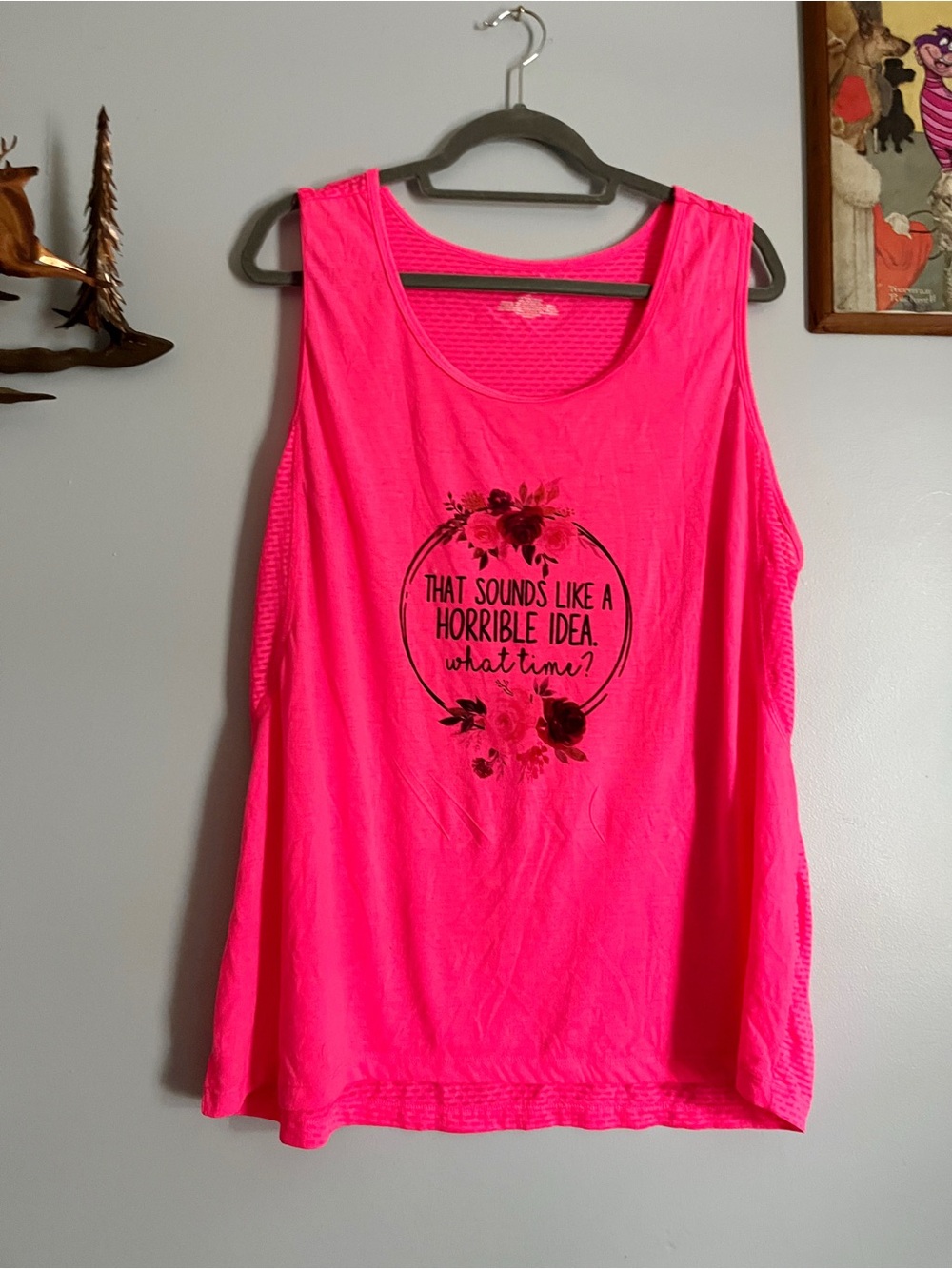 Neon Pink Graphic Tank Top 3X Funny Quote
